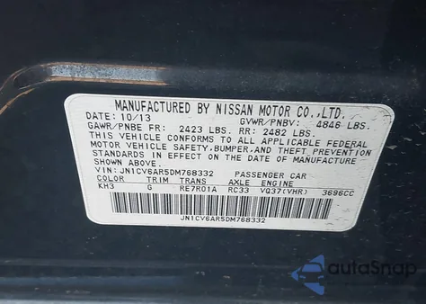 2013 Infiniti G37X z USA, uszkodzony, nr VIN JN1CV6AR5DM768332